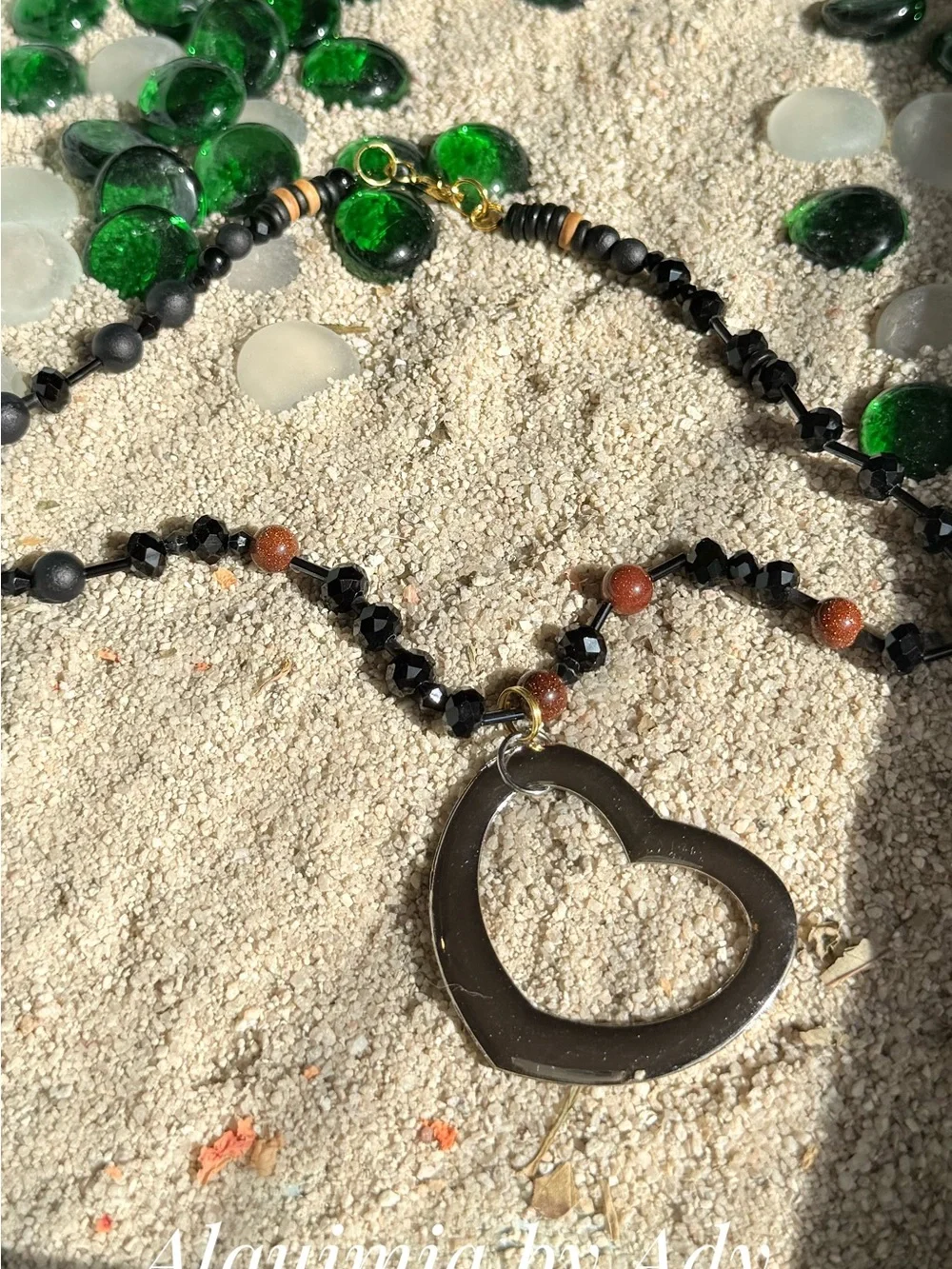 HIGH SUMMER + Black Faceted & Textured Beaded Necklace onyx